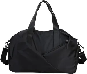 Travel Duffel Bag for Women/Men Sport Duffel Bag Weekend Shoulder Bag Large Gym Tote Bag Overnight Bag Nylon Hospital Bag Carry On Luggage with Shoes Compartment and Wet Pocket Black