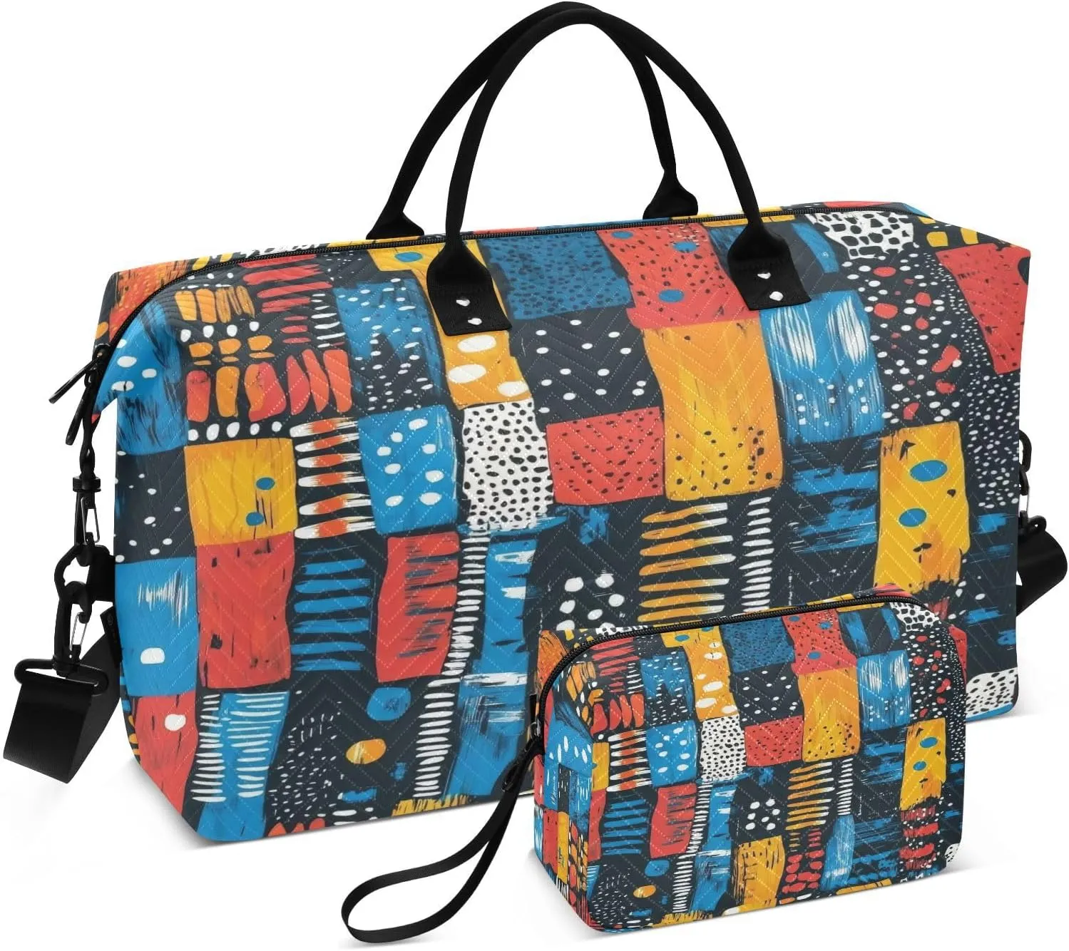 Travel Duffel Bag Large Weekender Overnight Bags for Women Men, African Texture Gym Bag with Toiletry Bag