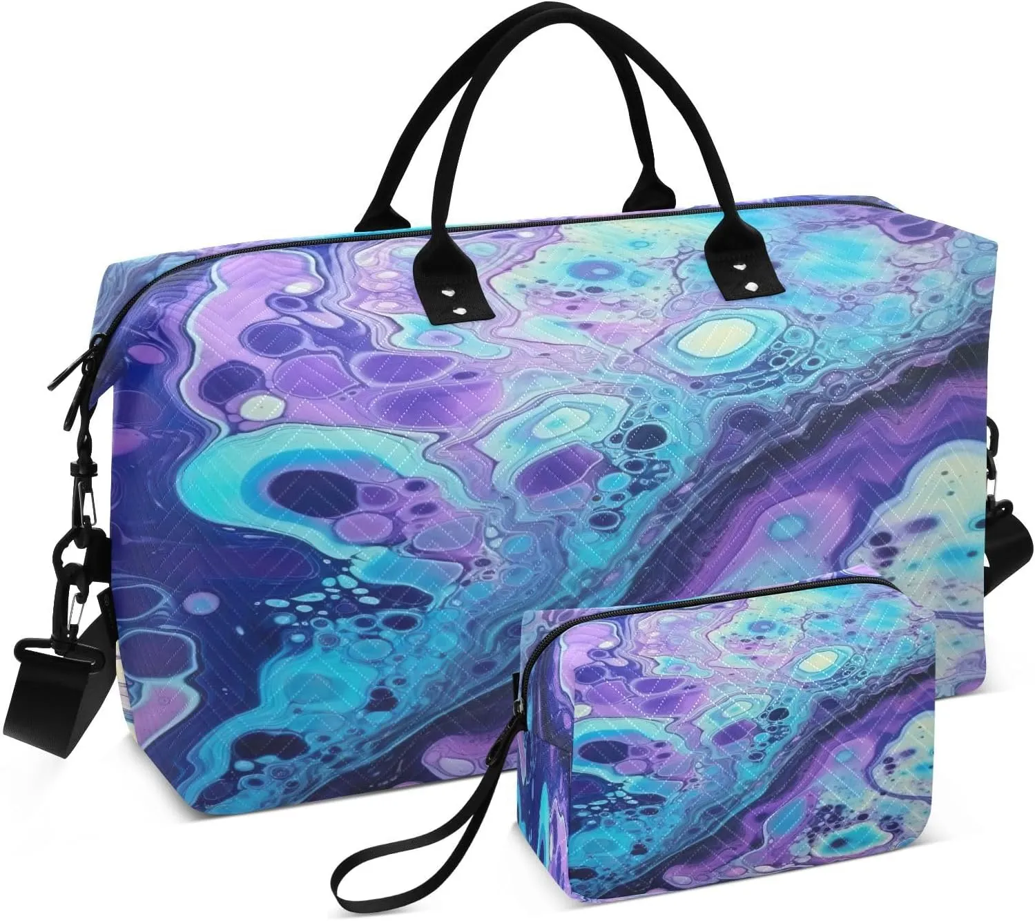 Travel Duffel Bag Large Weekender Overnight Bags for Women Men, Fluid Liquid Gym Bag with Toiletry Bag
