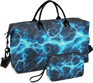 Travel Duffel Bag Large Weekender Overnight Bags for Women Men, Spark Texture Blue Gym Bag with Toiletry Bag