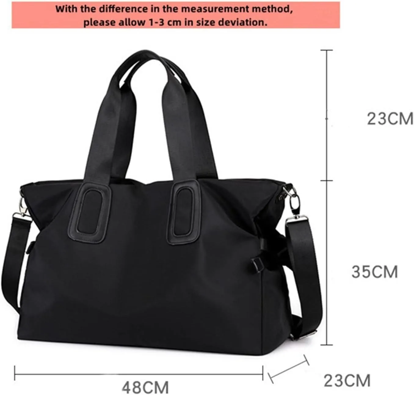 Travel Duffel Bags Solid Color Oxford Cloth Shoulder Travel Tote Bag Large Capacity Boarding Handbags for Women Crossbody Bags(Black)