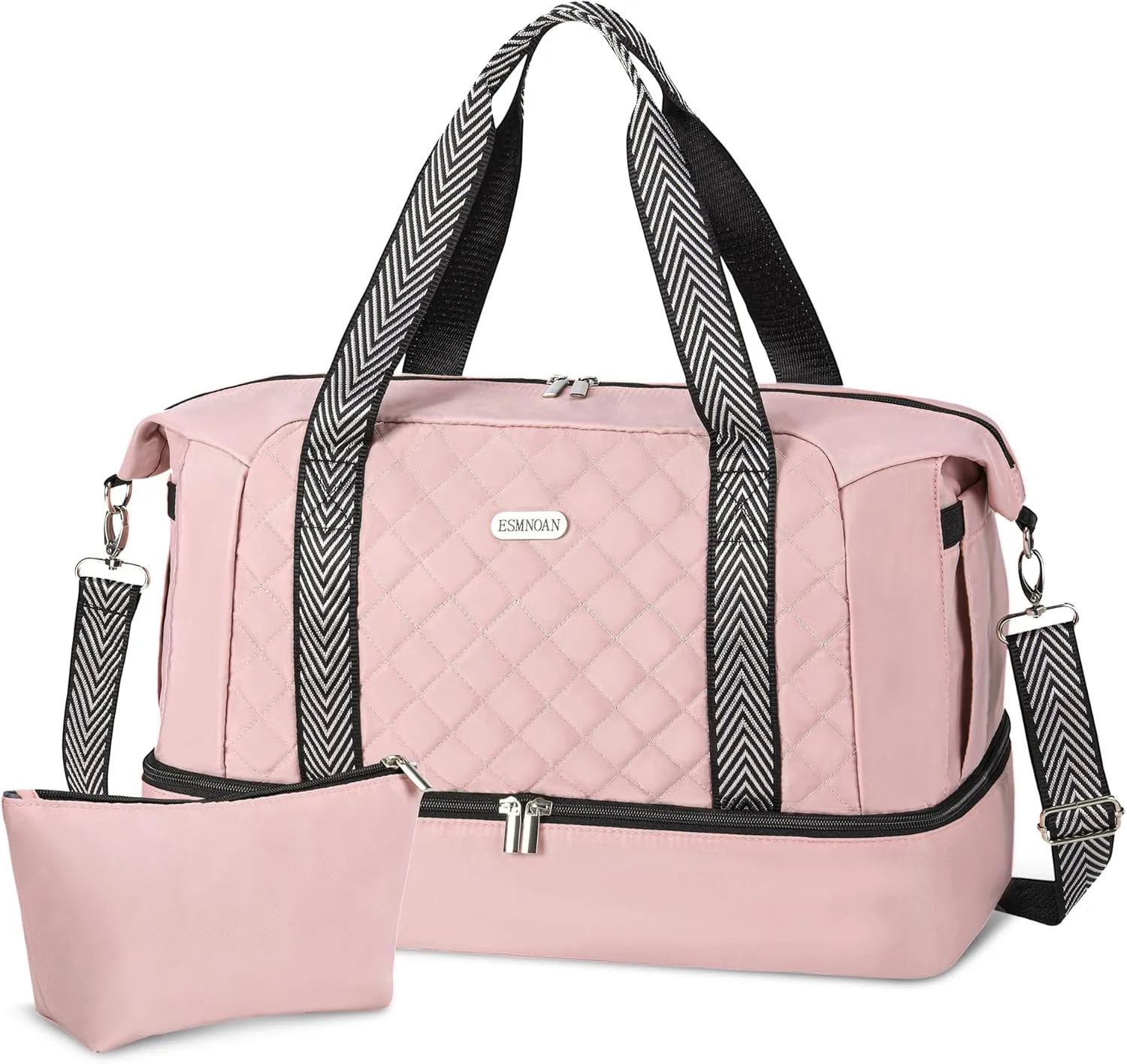 Travel Duffel Bags, Weekender Bags for Women with Shoe Compartment, Overnight Bag with Wet Pocket & Toiletry Bag for Airplane Travel, Trip, Gym, Yoga, Labor and Delivery, Pink