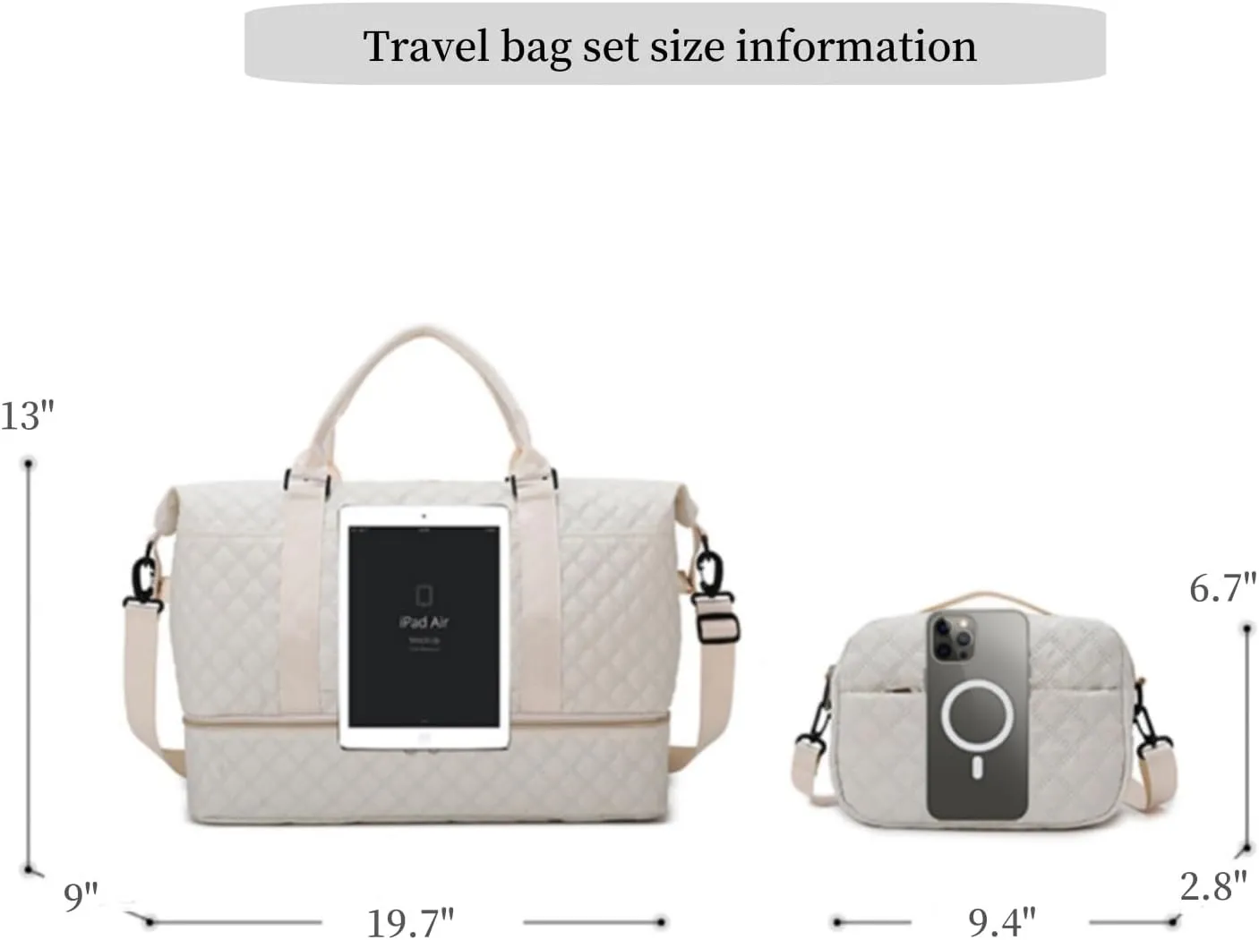 Travel Duffel Bags with Toiletry Bag and Shoe Compartment, Wet Pocket,Carry On Overnight Bag for Women Travel,Gym,Weekend.Hospital Bags for Labor and Delivery (Black)