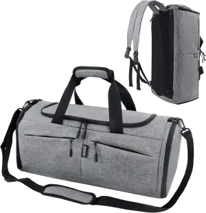 Travel Duffle Bag for men 50L Medium Sports Gym Bag with Dry wet separation Pocket & Shoes Compartment Weekender Overnight Backpack for Traveling Duffel Bag Backpack (Grey)