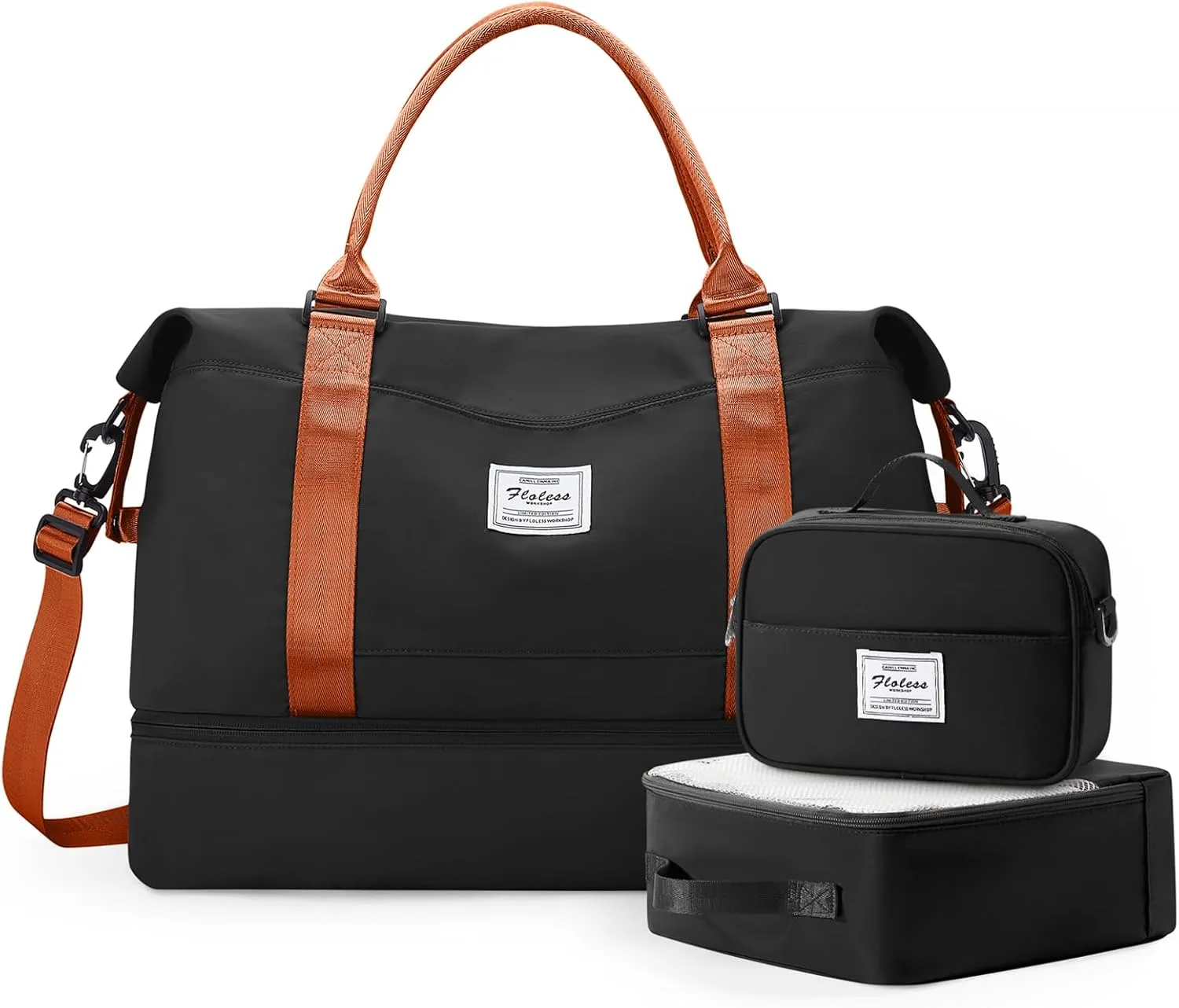 Travel Duffle Bag for Women,Weekender Overnight Bag with Shoe Compartment,Carry on Personal Item Travel Bag,3 Pcs Set
