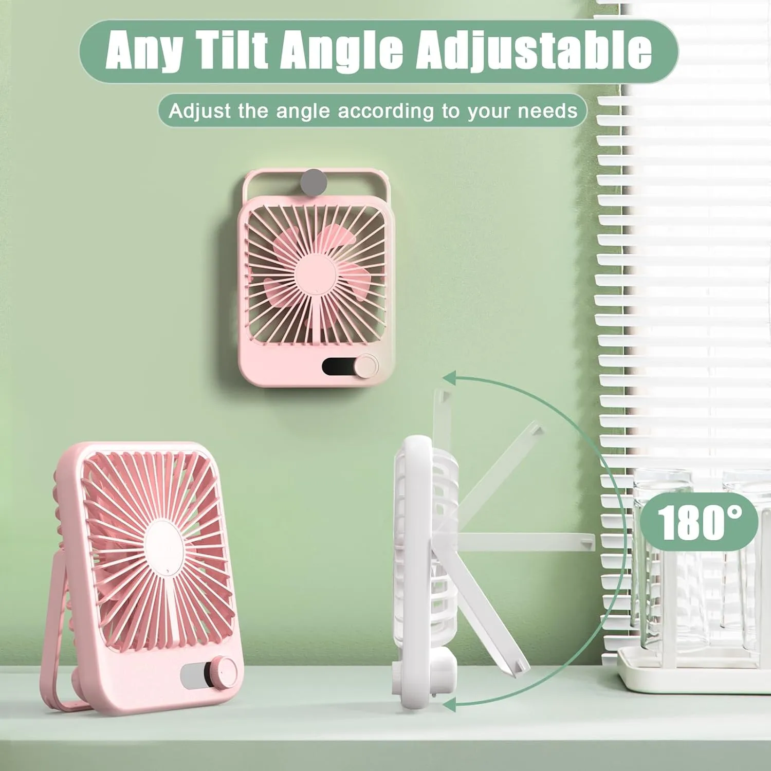 Travel Fan for Sleeping, 6.8" Small Portable Fan Rechargeable Battery Powered, 100 Speeds Personal Mini Desk Fan for Office Bedroom, Cruise Ship Beach Vocation Travel Essentials, White