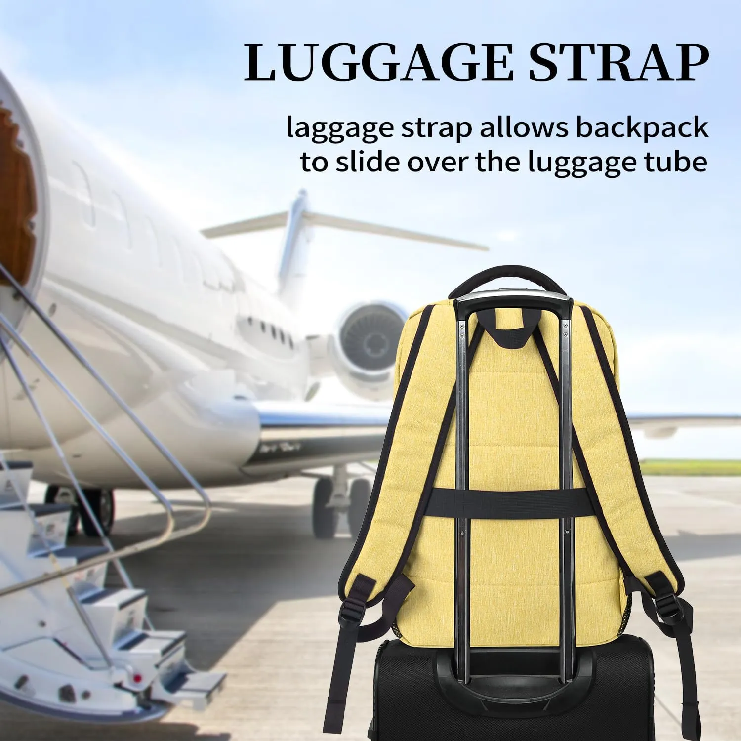 Travel Laptop Backpack, Anti Theft Backpack for Men and Women with USB Charging Port Business Computer Backpack Bag (Yellow, 15.6 Inch)