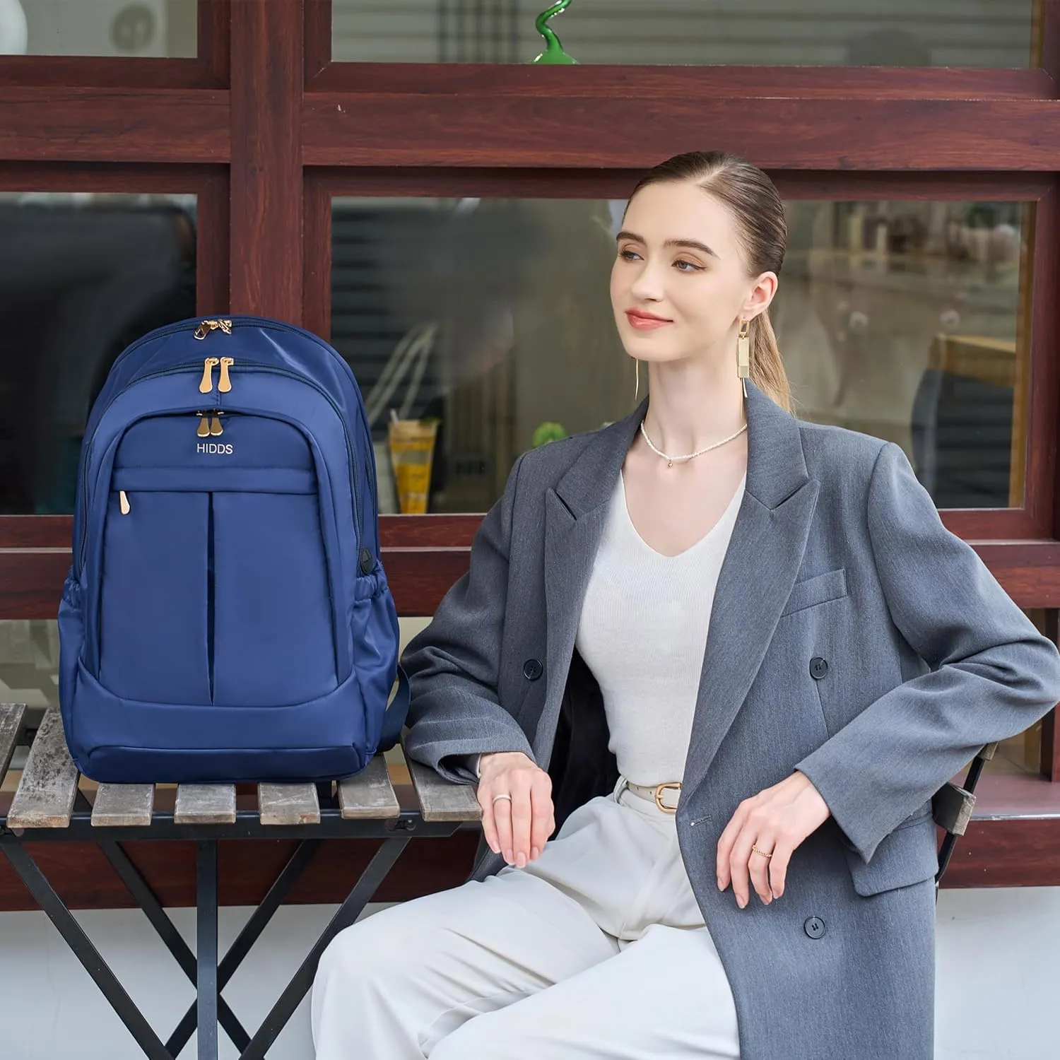 Travel Laptop Backpack for Women 15.6 Inch Computer Backpacks with USB Charging Hole Anti Theft Carry on Bag College Bookbag Large Blue Back Pack for Work Business Traveling Commuter Daypack-Blue