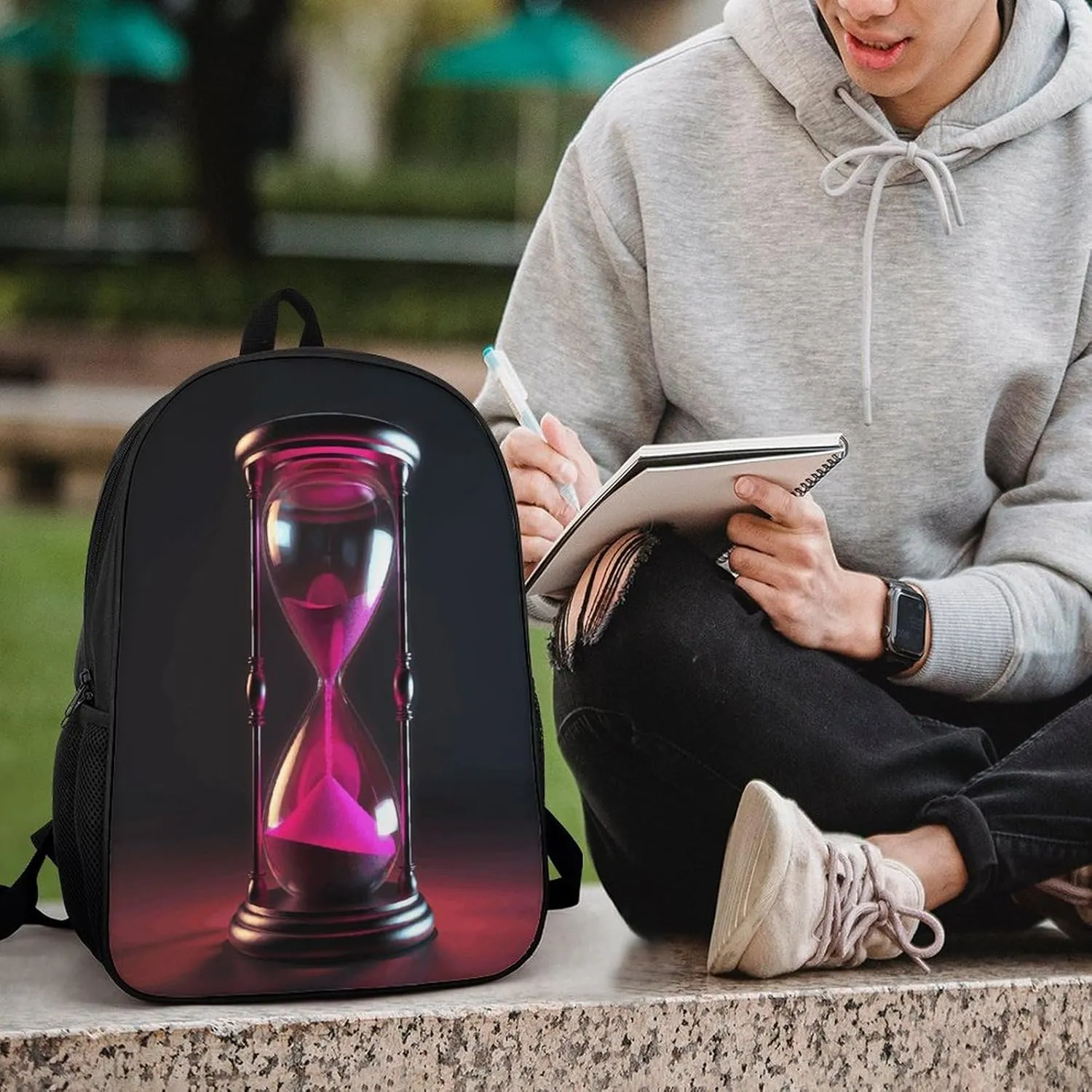 Travel Laptop Backpack Slim Durable Lightweight Back Pack Cute Hourglass Representing Time Small Backpack For Women Men