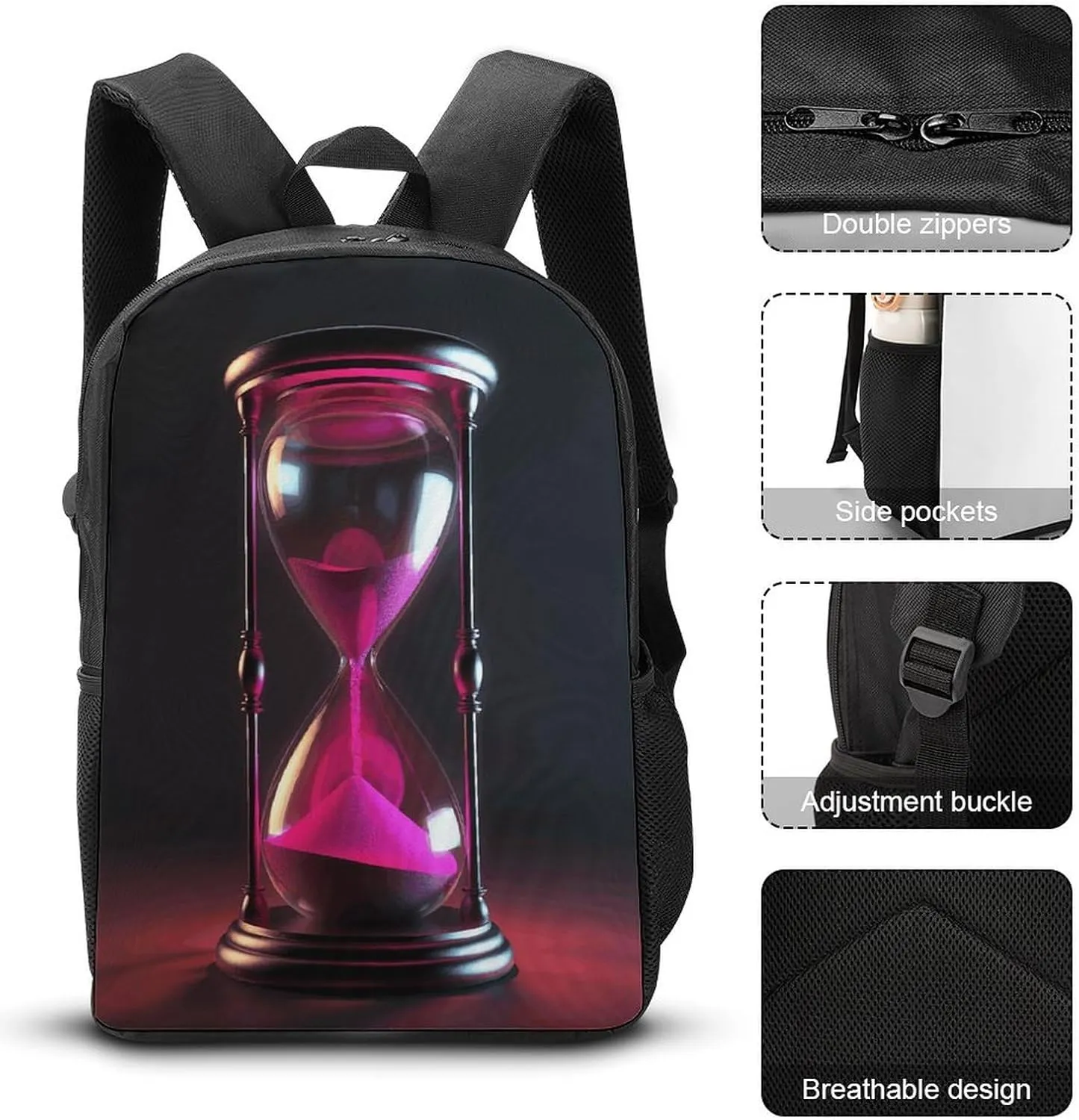 Travel Laptop Backpack Slim Durable Lightweight Back Pack Cute Hourglass Representing Time Small Backpack For Women Men