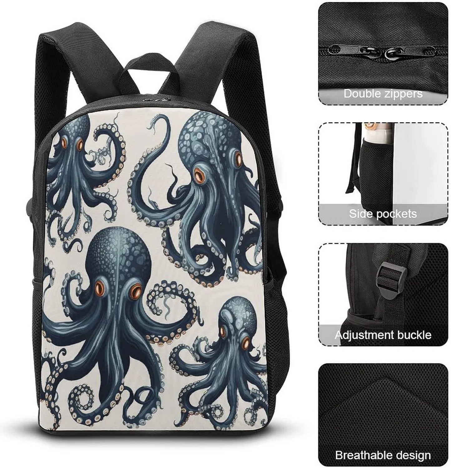 Travel Laptop Backpack Slim Durable Lightweight Back Pack Cute Octopus Pattern Small Backpack For Women Men