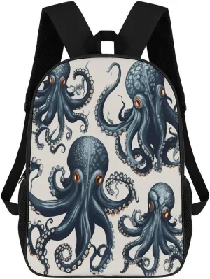 Travel Laptop Backpack Slim Durable Lightweight Back Pack Cute Octopus Pattern Small Backpack For Women Men