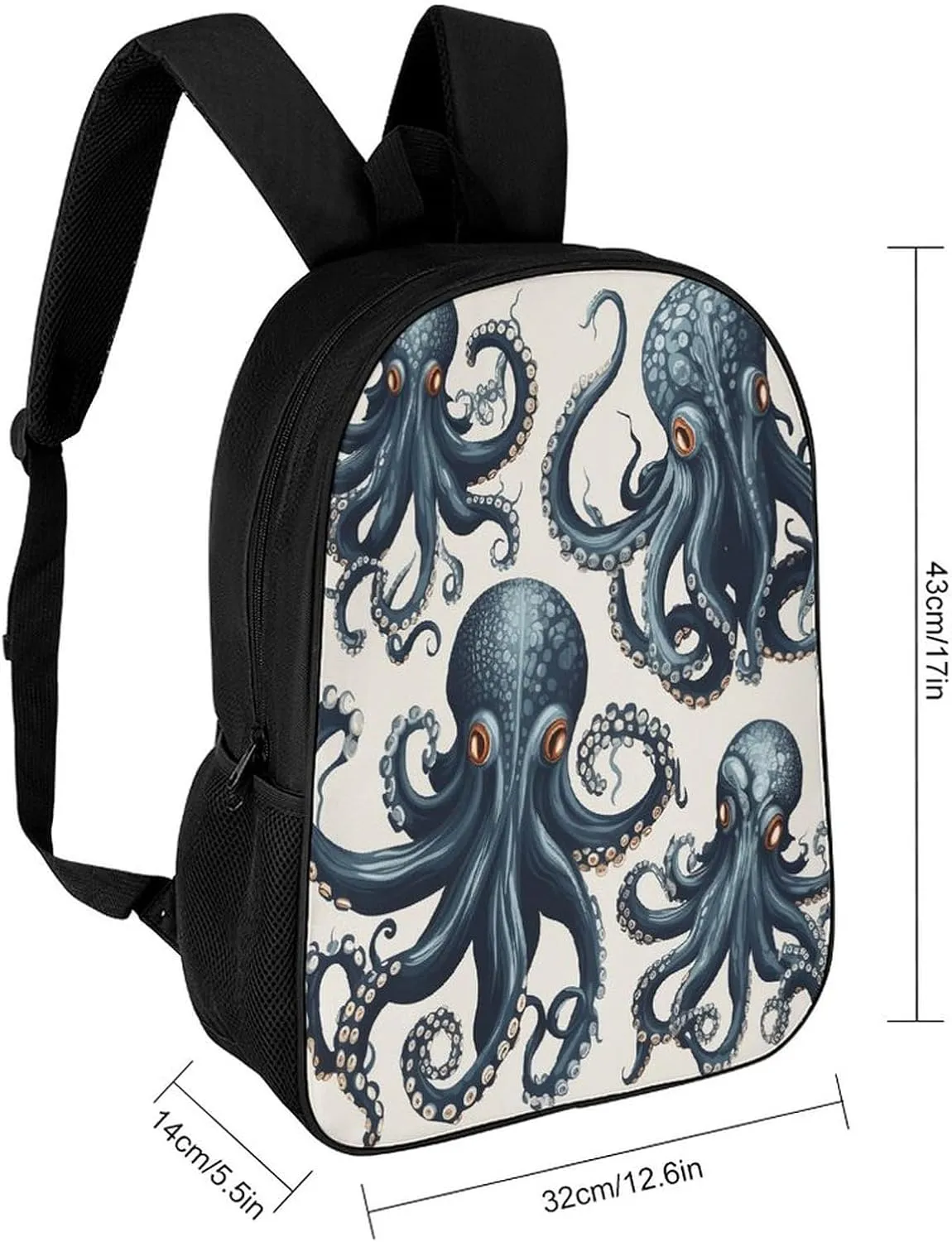 Travel Laptop Backpack Slim Durable Lightweight Back Pack Cute Octopus Pattern Small Backpack For Women Men