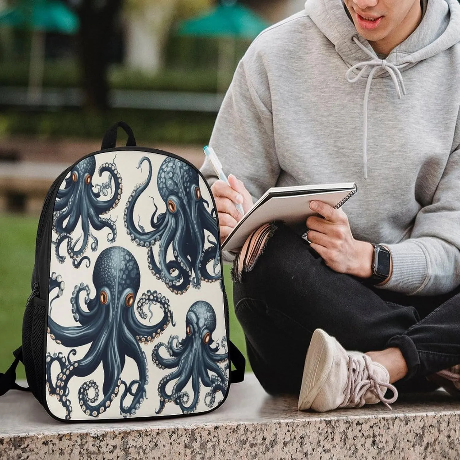 Travel Laptop Backpack Slim Durable Lightweight Back Pack Cute Octopus Pattern Small Backpack For Women Men