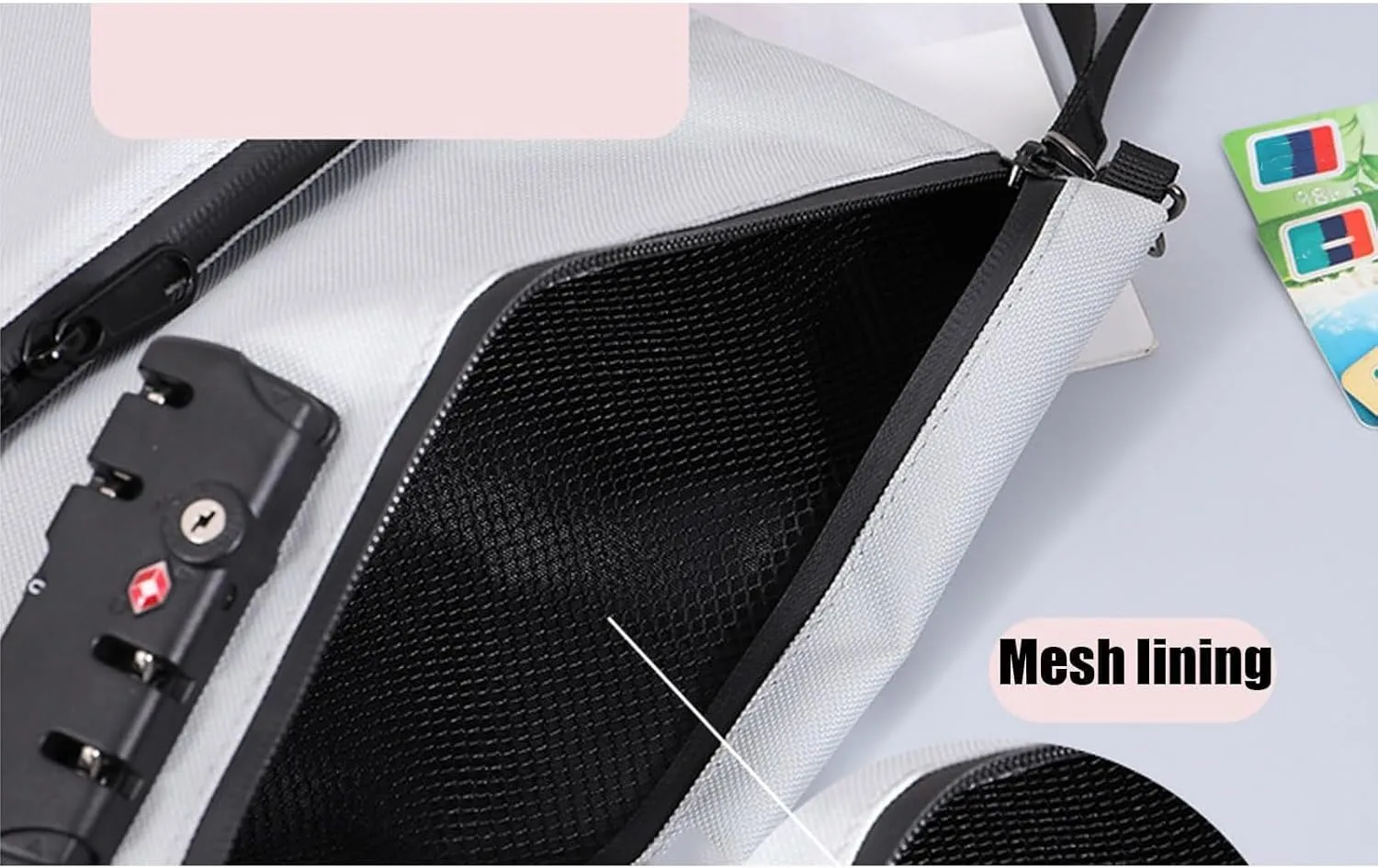 Travel Lock Bag, Ouble Layer Money Bag With Lock Certificates Organizer, Money Bag with Lock and Zipper, Double Layer Anti-Theft Handbag With Combination Protection (Pink)
