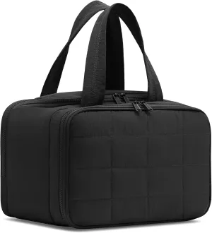 Travel Toiletry Bag, Puffy Wide-open Quilted Makeup Bag for Women,Lightweight Cosmetic Travel Bag Organizer with Handle for Traveling, Accessories, Essentials Toiletries Black
