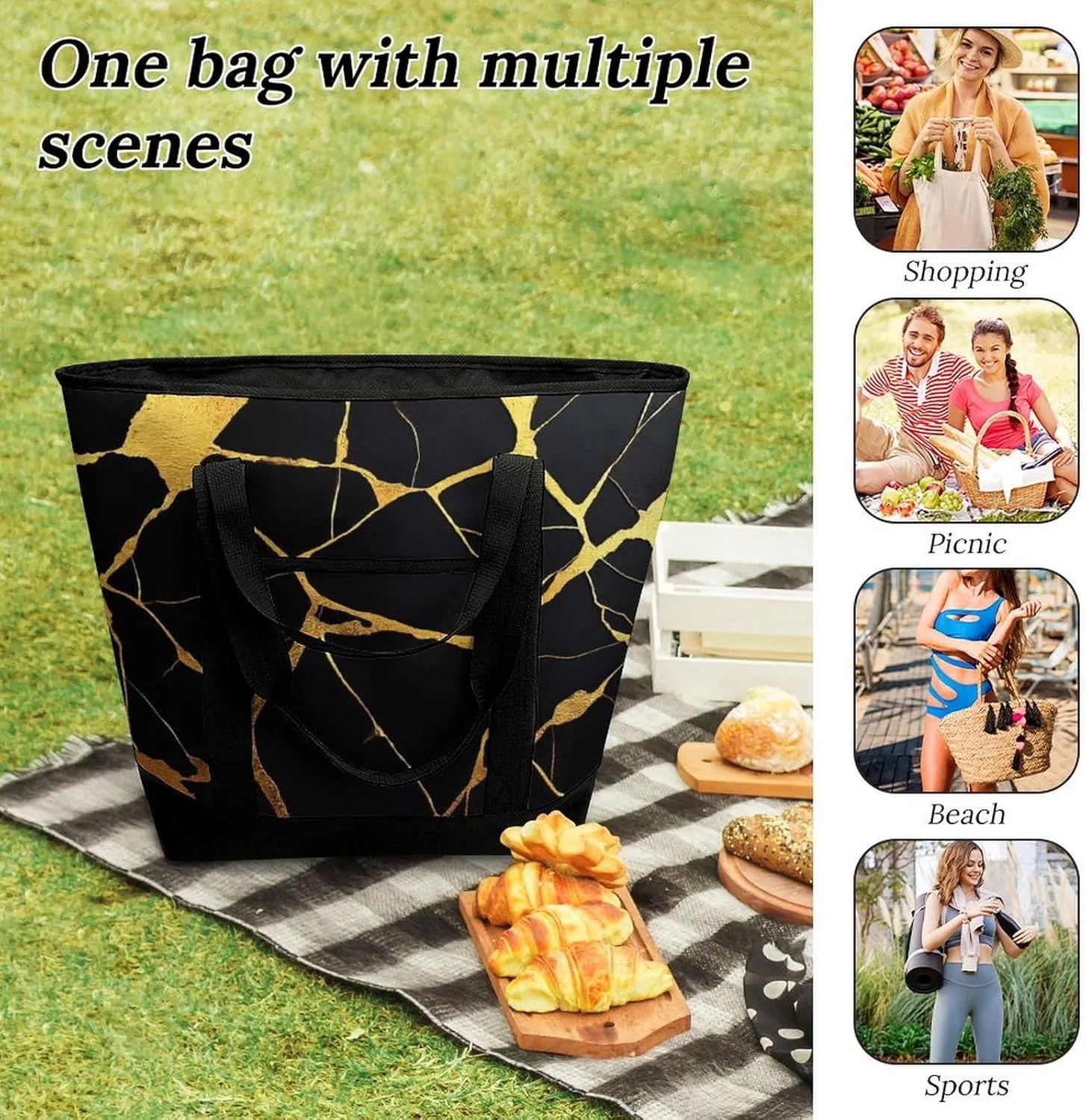Trendy Commuter Tote Bag Large Insulated Shopping Bag For Travel