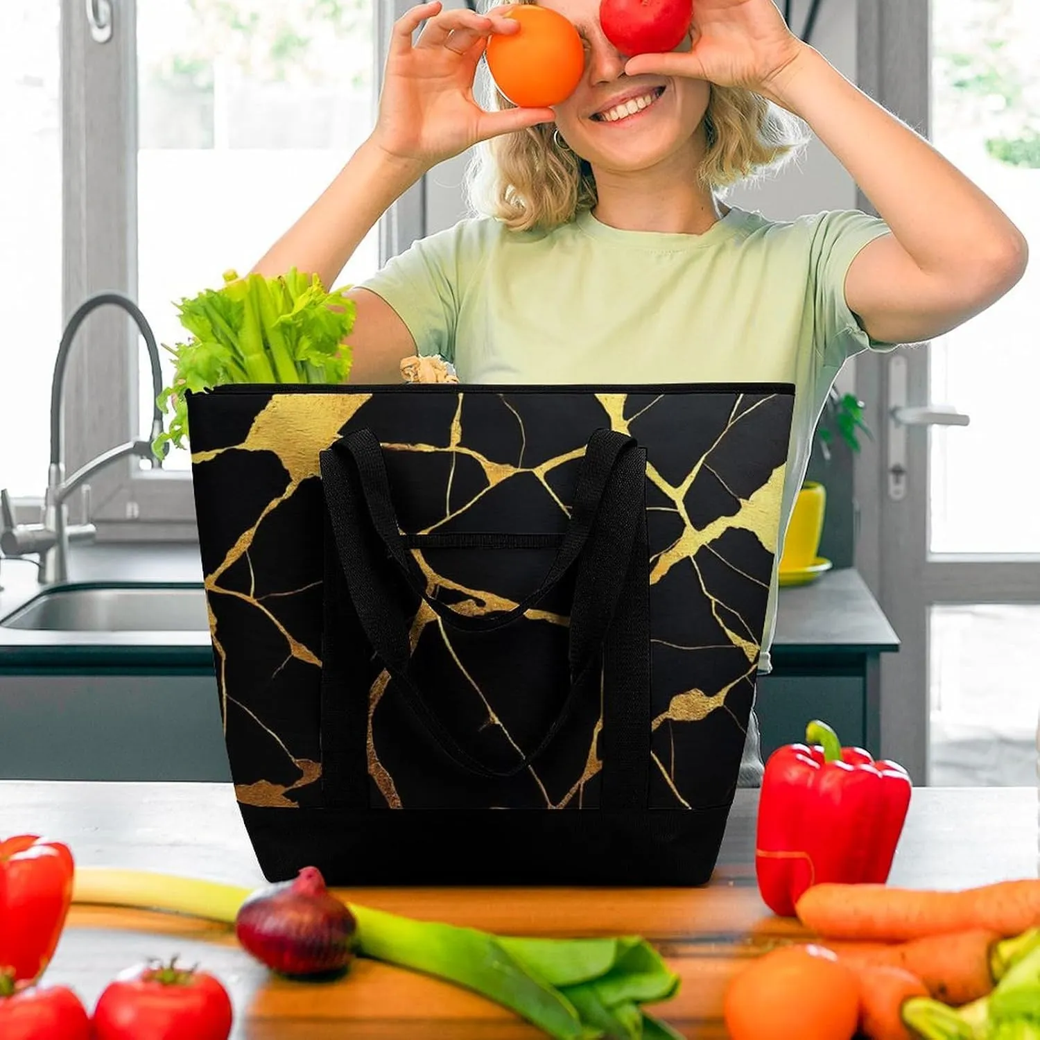 Trendy Commuter Tote Bag Large Insulated Shopping Bag For Travel