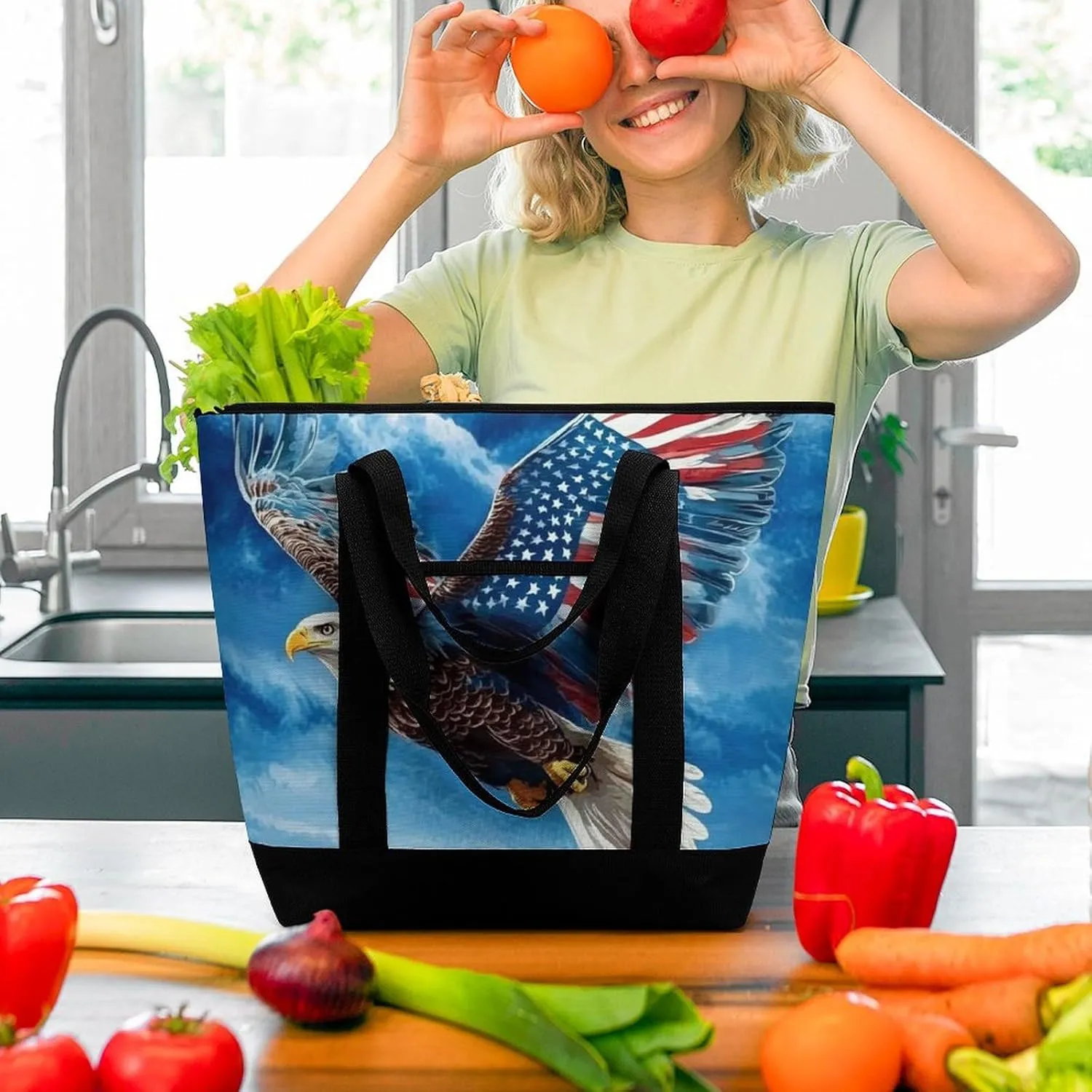Trendy Commuter Tote Bag Large Insulated Shopping Bag For Travel