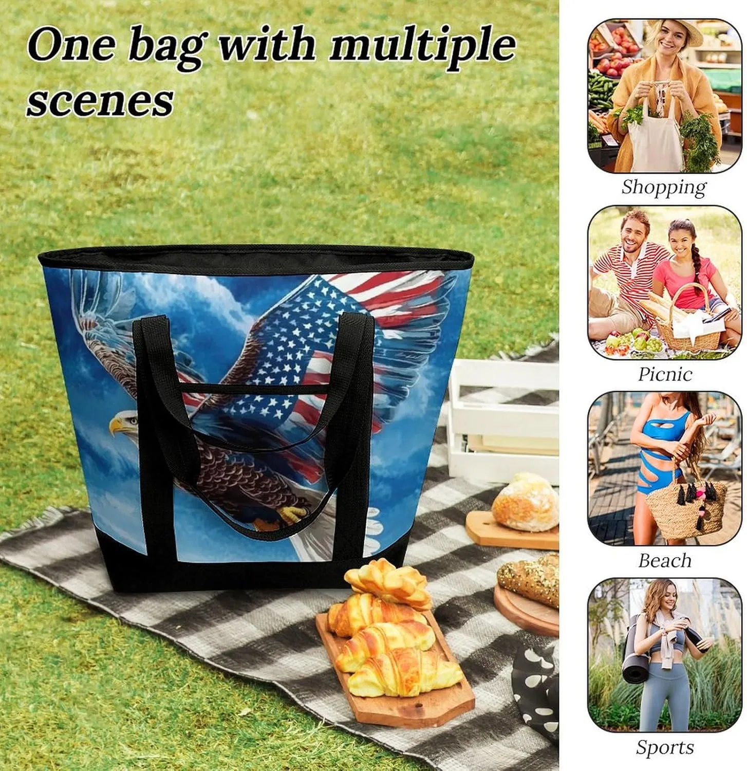 Trendy Commuter Tote Bag Large Insulated Shopping Bag For Travel