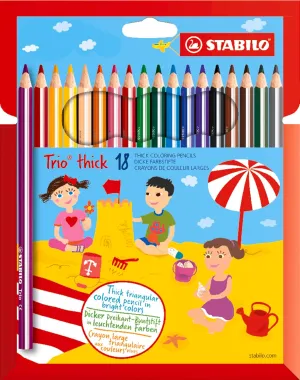 Triangular Coloring Pencil - STABILO Trio thick - Pack of 18 - Assorted Colors