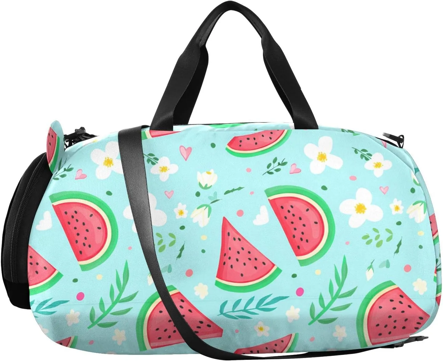 Triangular Watermelon Slices Kids Overnight Duffle Bag,Gymnastics Sports Dance Bag with Shoe Compartment & Wet Pocket, Travel Weekender Tote for Boys & Girls