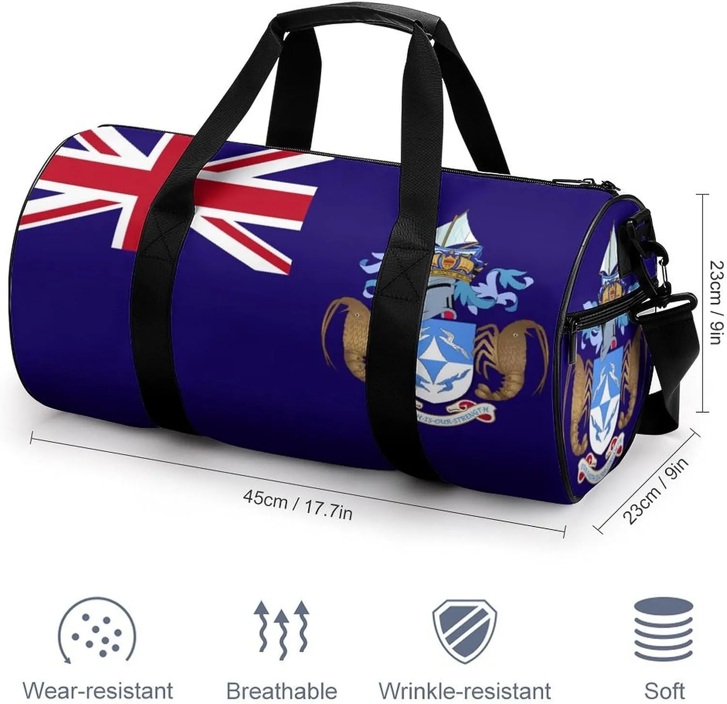 Tristan Da Cunha Flag Gym Duffel for Men Women Dry Wet Separation Sports Weekender Tote