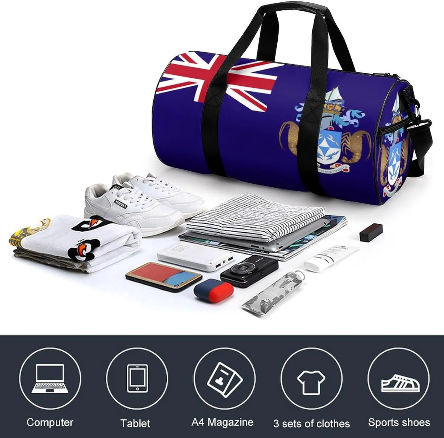 Tristan Da Cunha Flag Gym Duffel for Men Women Dry Wet Separation Sports Weekender Tote