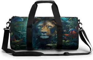 Tropical Rainforest Animal Lion Print Gym Sport Bag Travel Duffel Bags Weekender Carry on Tote Bags for Women Men