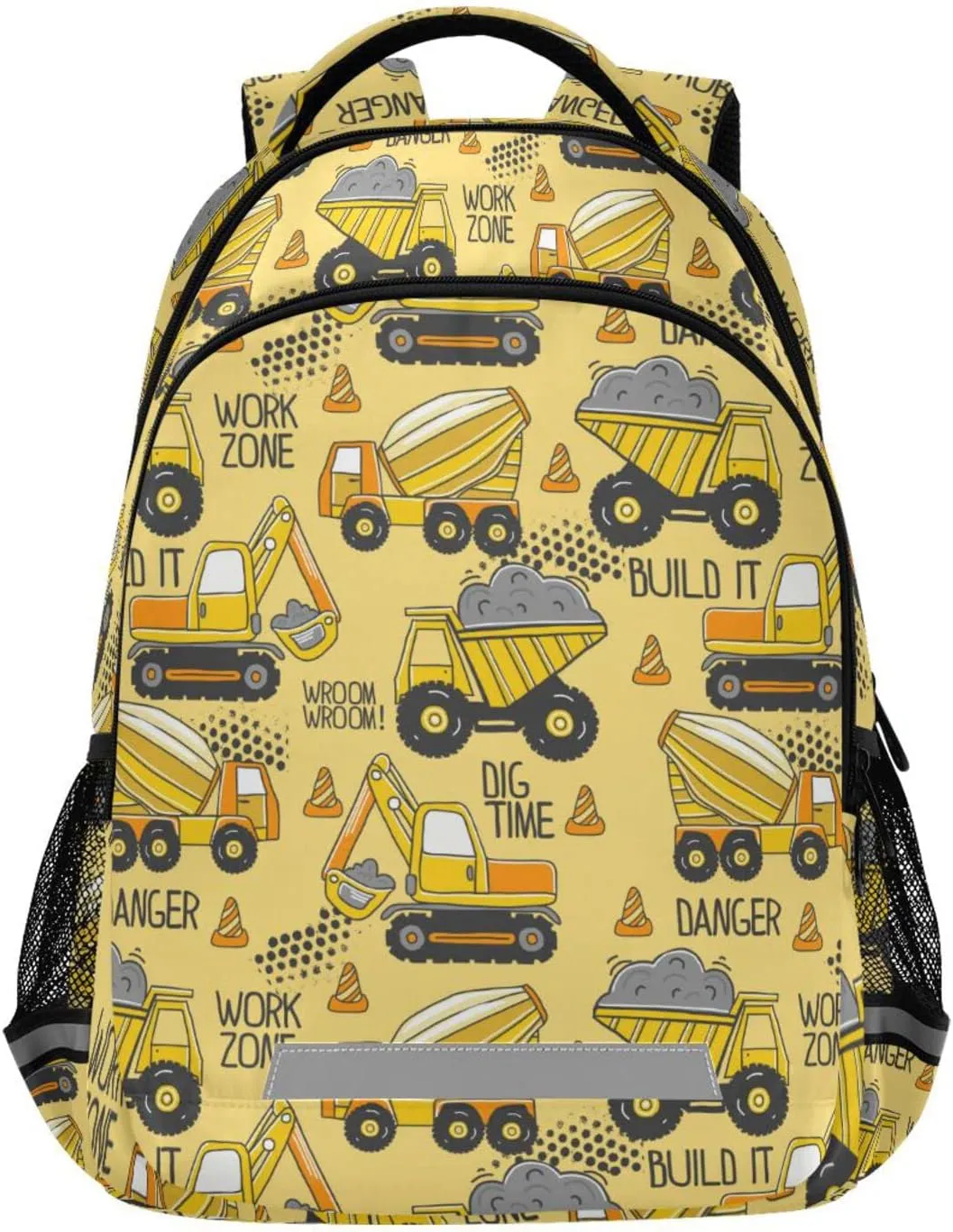 Truck Boys Backpack Yellow Excavator Kids Elementary School Bookbag Travel Rucksack Laptop Bag