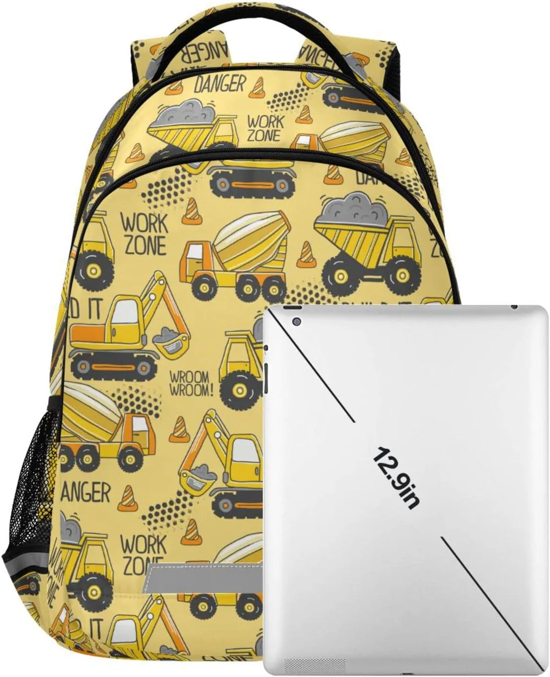 Truck Boys Backpack Yellow Excavator Kids Elementary School Bookbag Travel Rucksack Laptop Bag