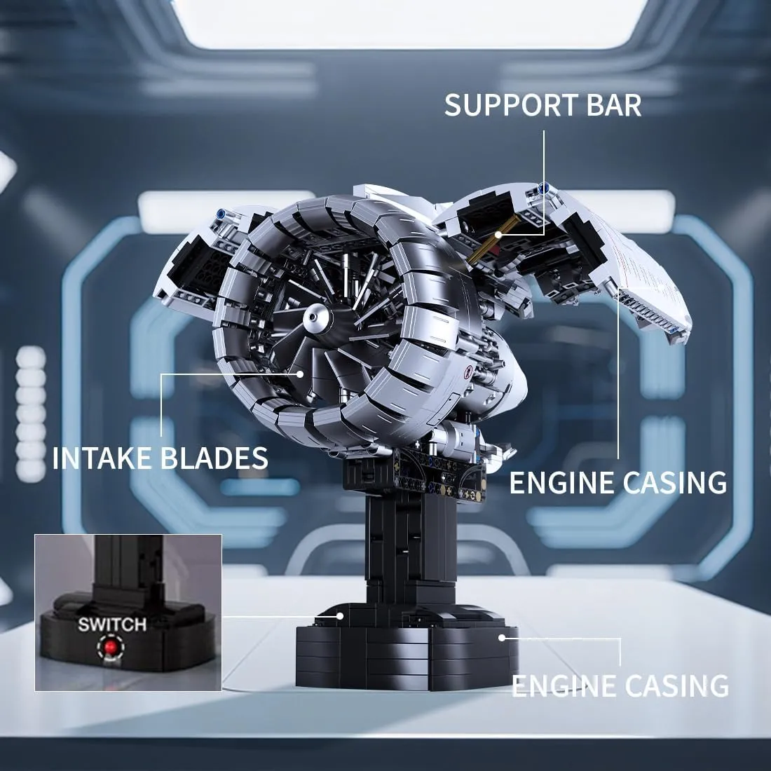 Turbo Aircraft Engine Building Blocks and Construction Toy, Collectible Technology-Themed Model to Build and Display, Great Gift for Birthdays, Christmas (1813 PCS)