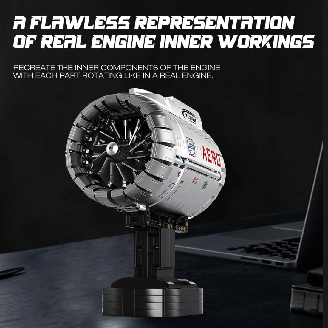 Turbo Aircraft Engine Building Blocks and Construction Toy, Collectible Technology-Themed Model to Build and Display, Great Gift for Birthdays, Christmas (1813 PCS)