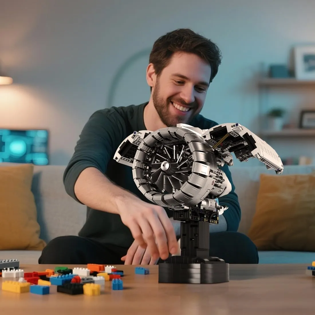 Turbo Aircraft Engine Building Blocks and Construction Toy, Collectible Technology-Themed Model to Build and Display, Great Gift for Birthdays, Christmas (1813 PCS)