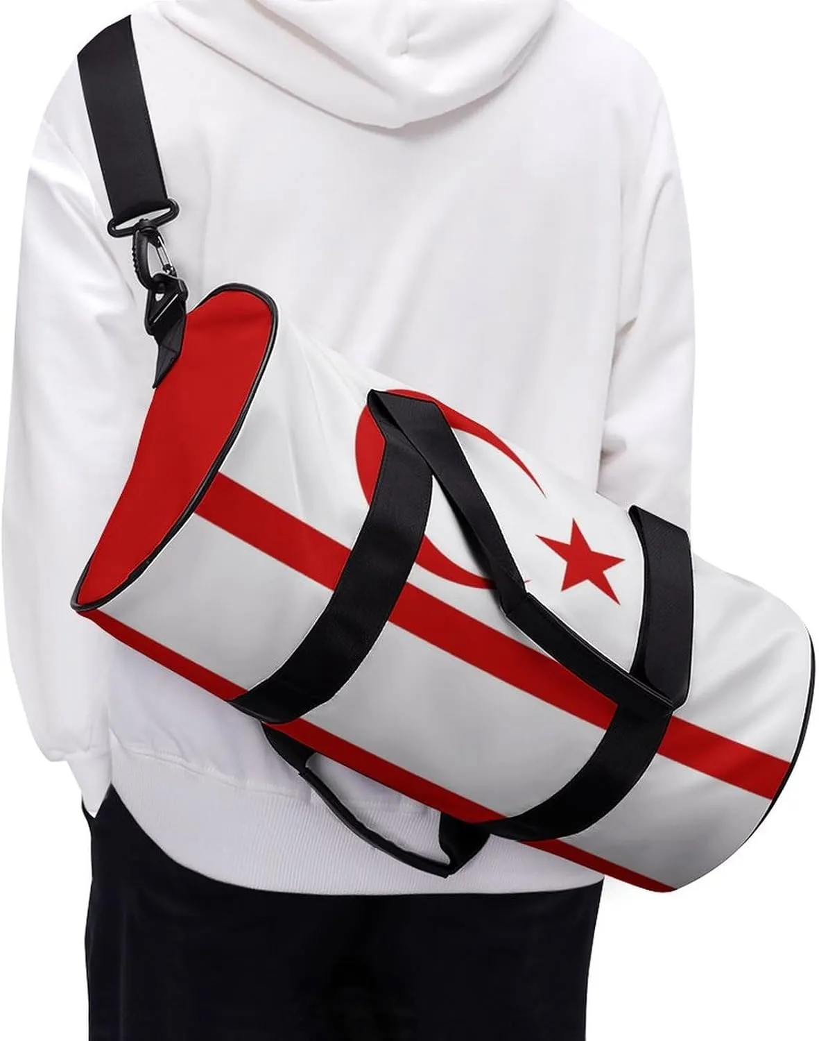 Turkish Republic Northern Cyprus Flag Gym Duffle Bag for Boys Girls with Wet Pocket Sports Weekender Travel Carry On