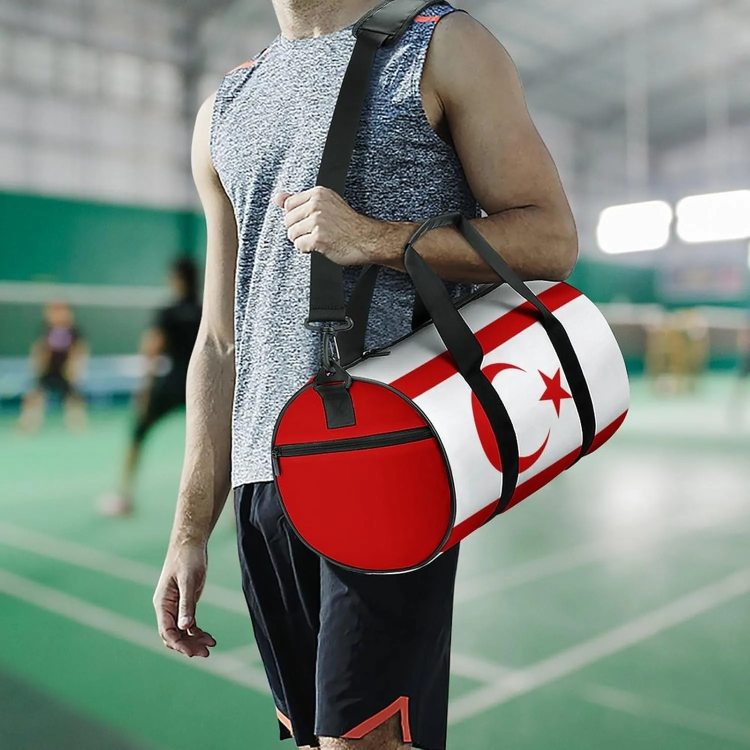 Turkish Republic Northern Cyprus Flag Gym Duffle Bag for Boys Girls with Wet Pocket Sports Weekender Travel Carry On