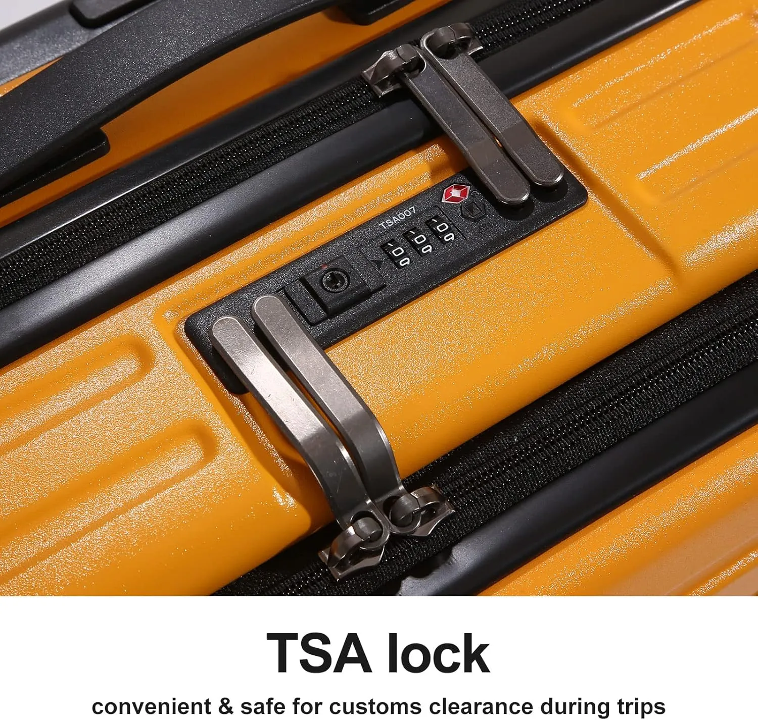TydeCkare 20 Inch Carry On Luggage with Front Zipper Pocket, 45L, Lightweight ABS PC Hardshell Suitcase with Spinner Silent Wheels, Convenient for Business Trips, Orange