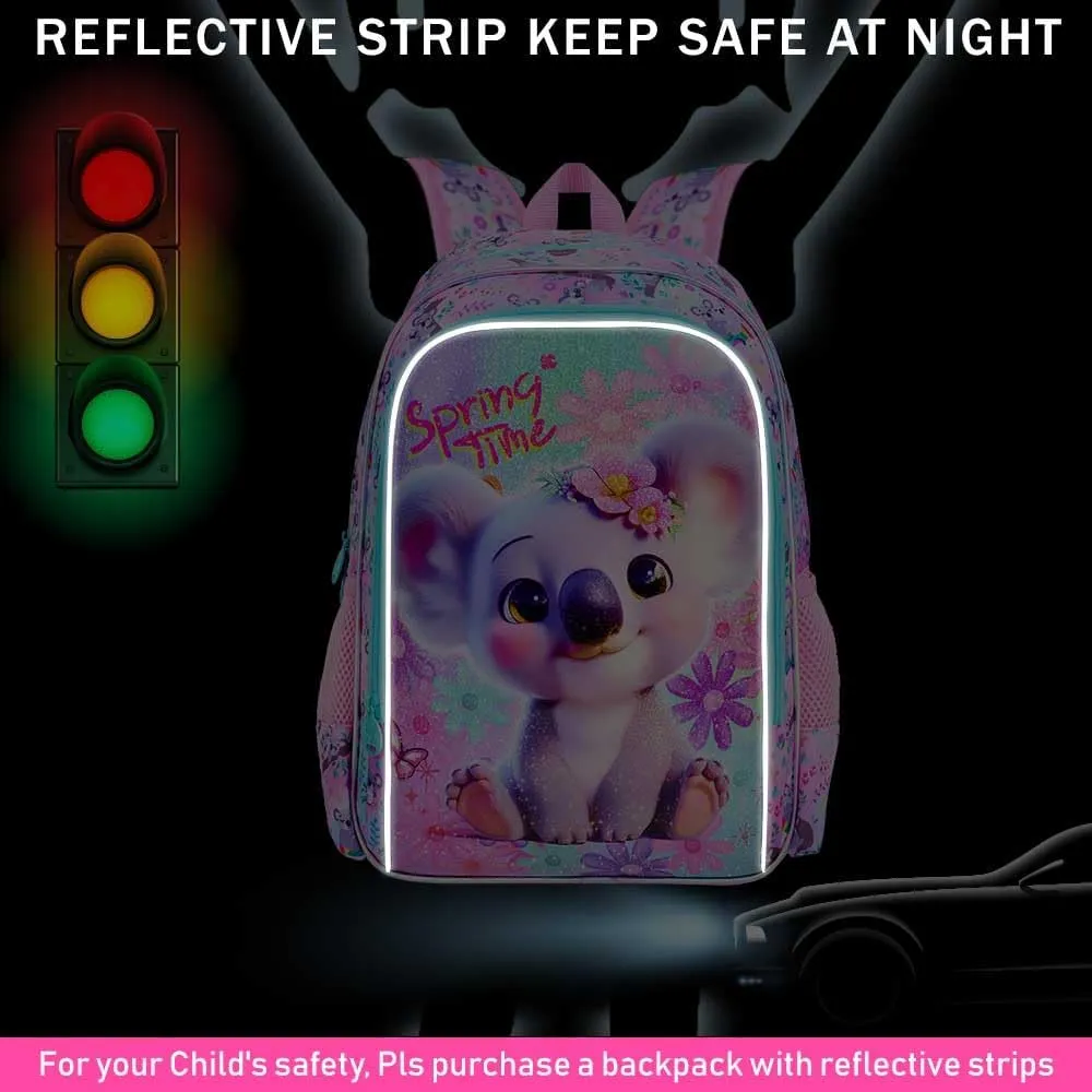 UFNDC 3PCS Girls Backpack, 16" Kids Bookbag with Lunch Box, Water Resistant School Bag for Elementary Preschool Toddler