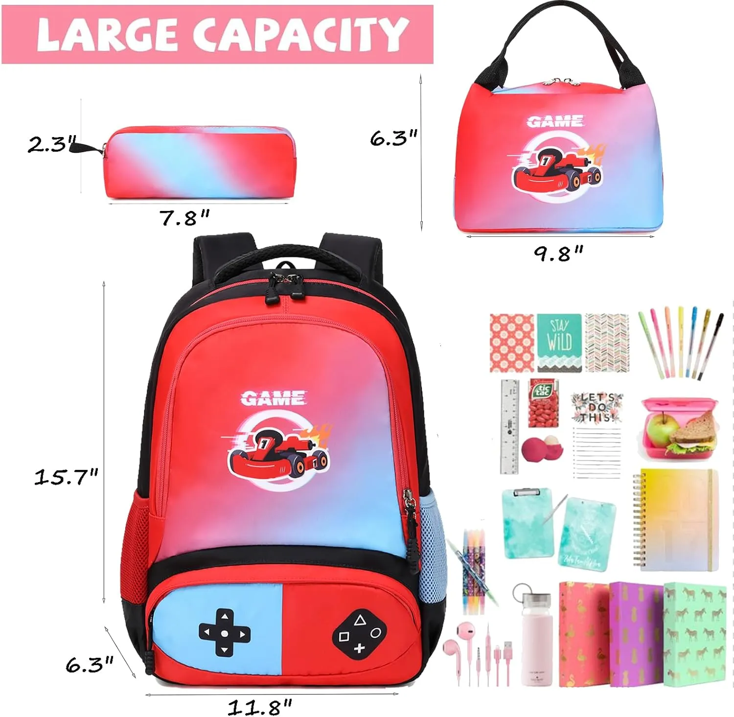 Unicorn Backpack for Girls School Backpack for Girls Unicorn Bookbag School Bag Set for Elementary Back to School