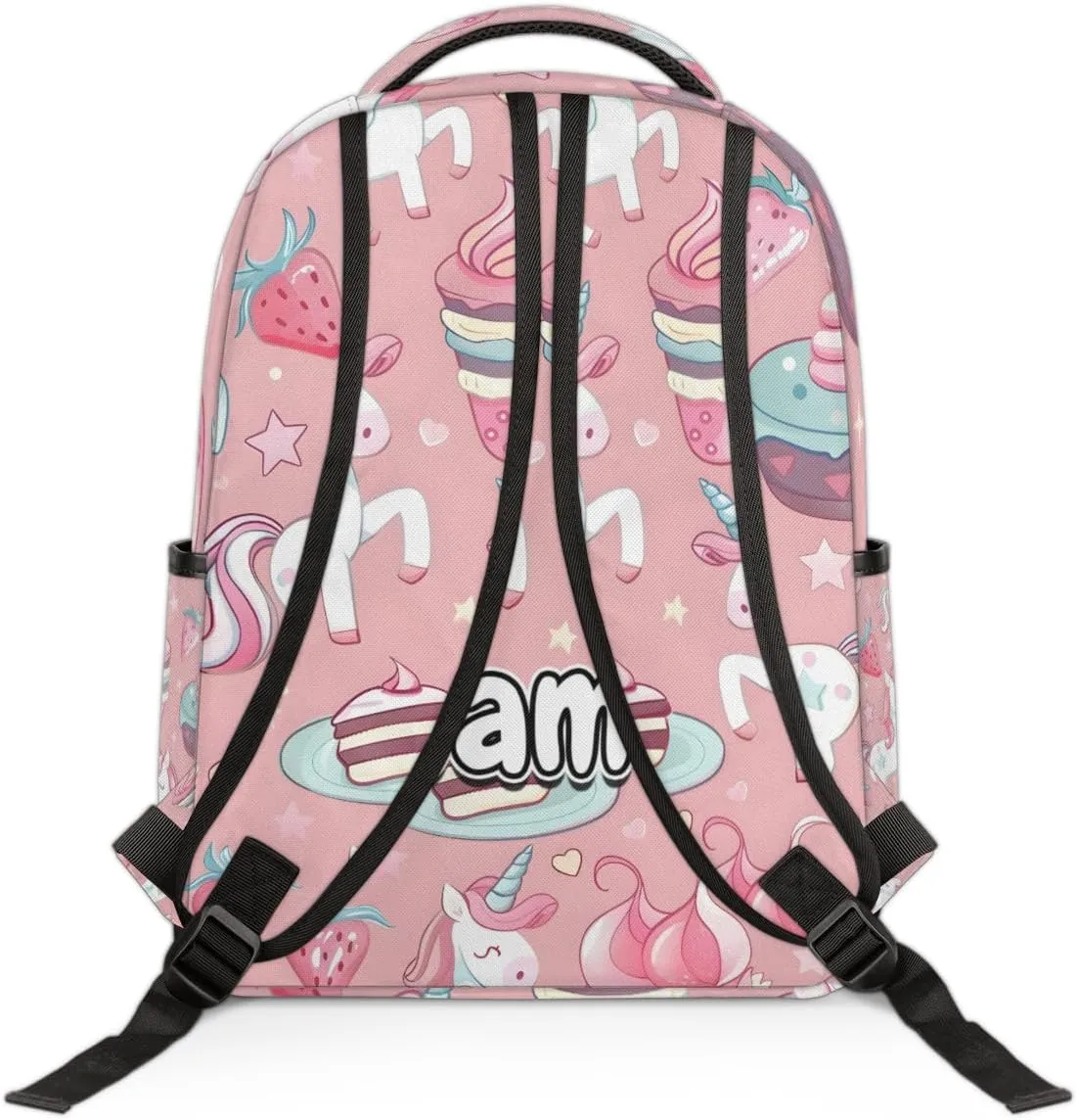 Unicorn Cakes Print Personalized Laptop Backpack with Name Custom Shoulder Bags for Women Men Waterproof Travel Casual Daypack Laptop Bag Gifts 16.1in