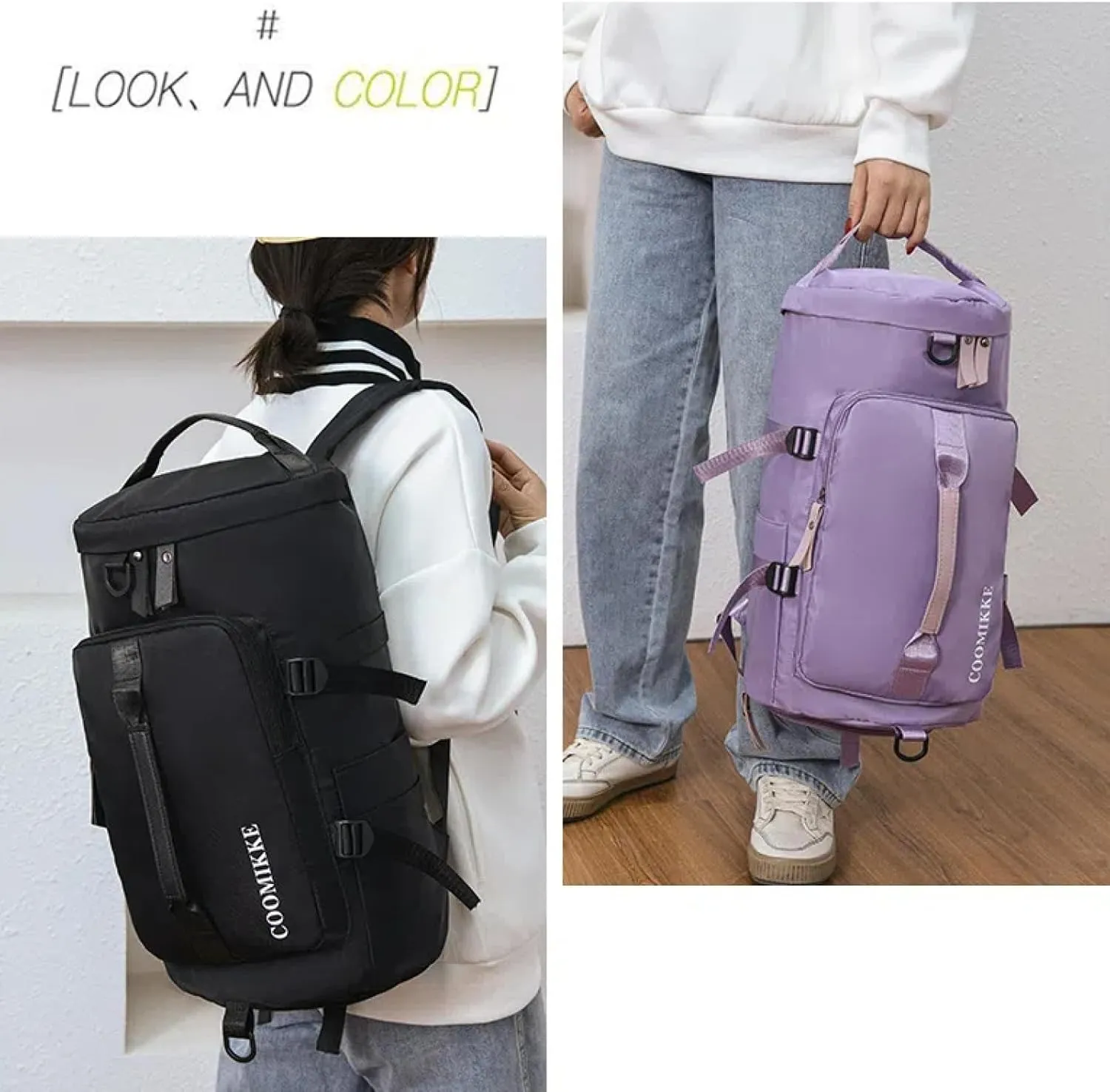 Unisex large-capacity duffle bag, independent wet and dry separation handbag, sports backpack gym bag