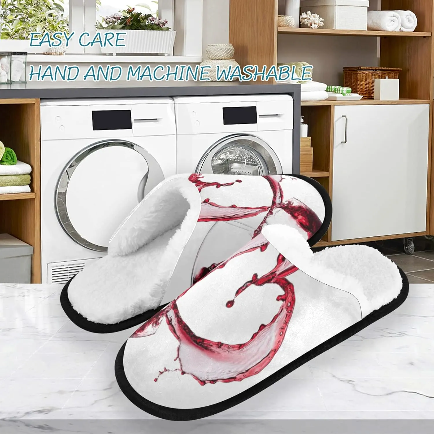 Unisex Slippers Fuzzy Feet Plush Cotton Slippers Anti-Slip Warm House Shoes M/L