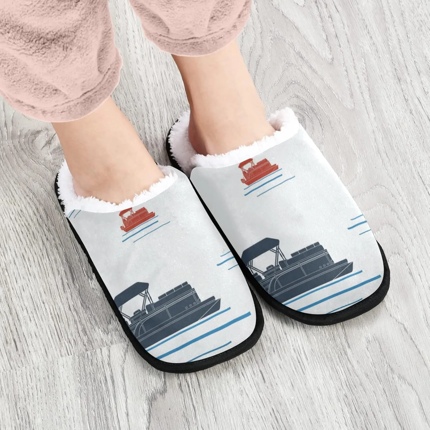 Unisex Slippers Fuzzy Feet Plush Cotton Slippers Anti-Slip Warm House Shoes M/L