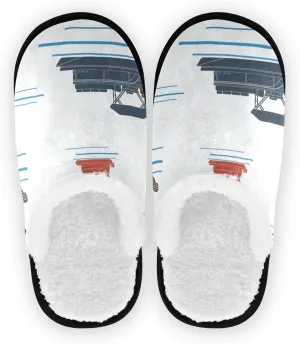 Unisex Slippers Fuzzy Feet Plush Cotton Slippers Anti-Slip Warm House Shoes M/L