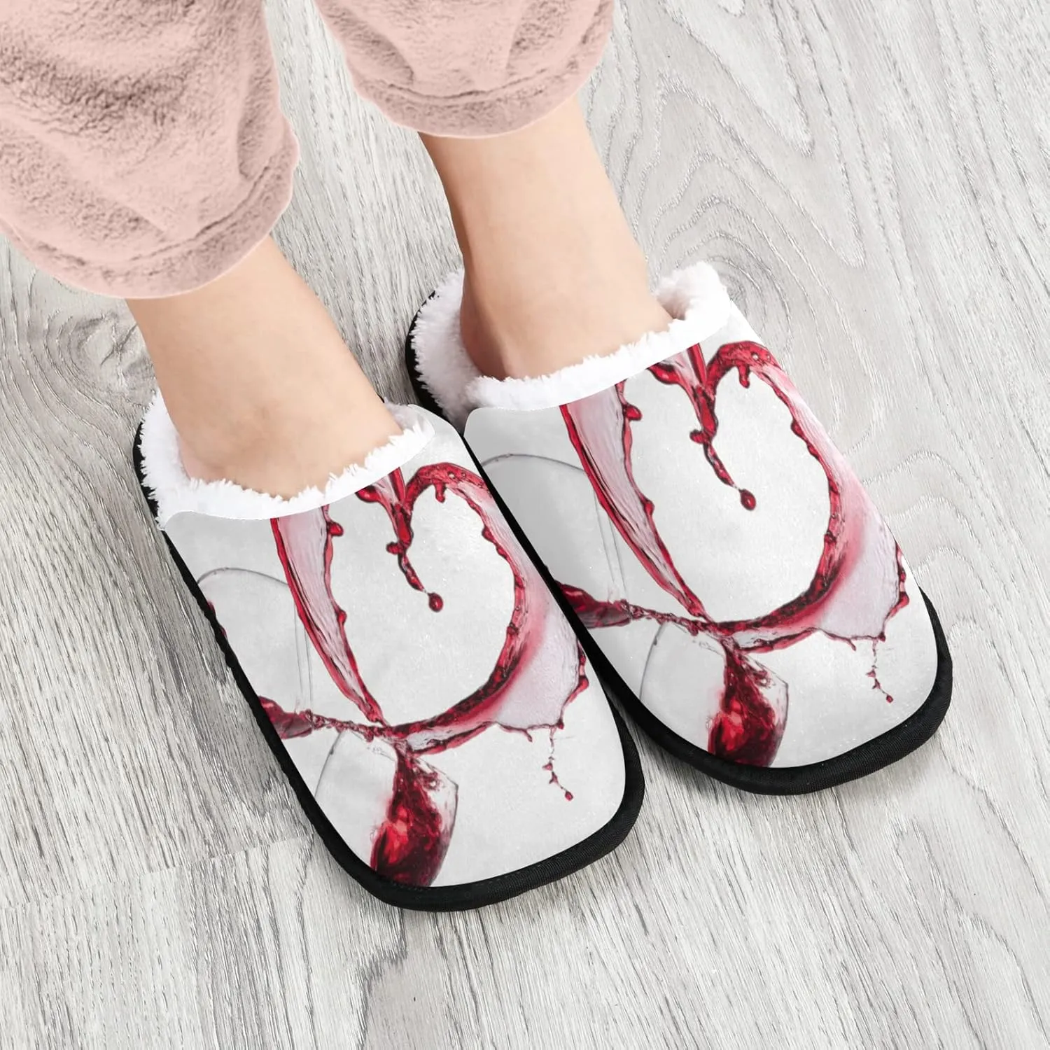 Unisex Slippers Fuzzy Feet Plush Cotton Slippers Anti-Slip Warm House Shoes M/L