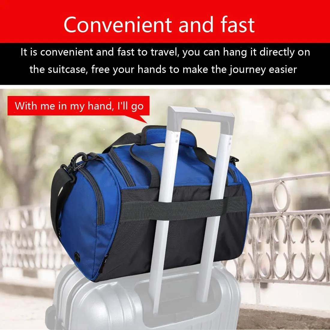 Unisex Wet and Dry Separation Gym Tote Bag with Shoes Compartment,Crossbody Drum Bag for Yoga/Sports/Weekend Getaway., Gray
