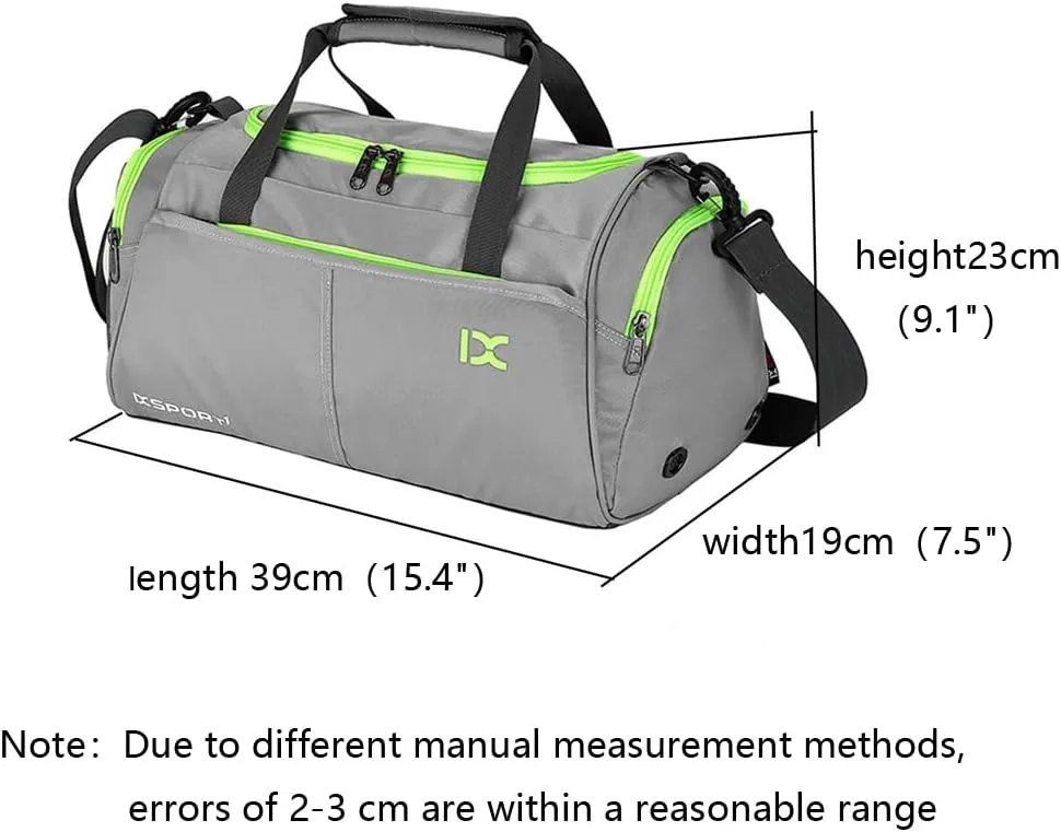 Unisex Wet and Dry Separation Gym Tote Bag with Shoes Compartment,Crossbody Drum Bag for Yoga/Sports/Weekend Getaway., Gray