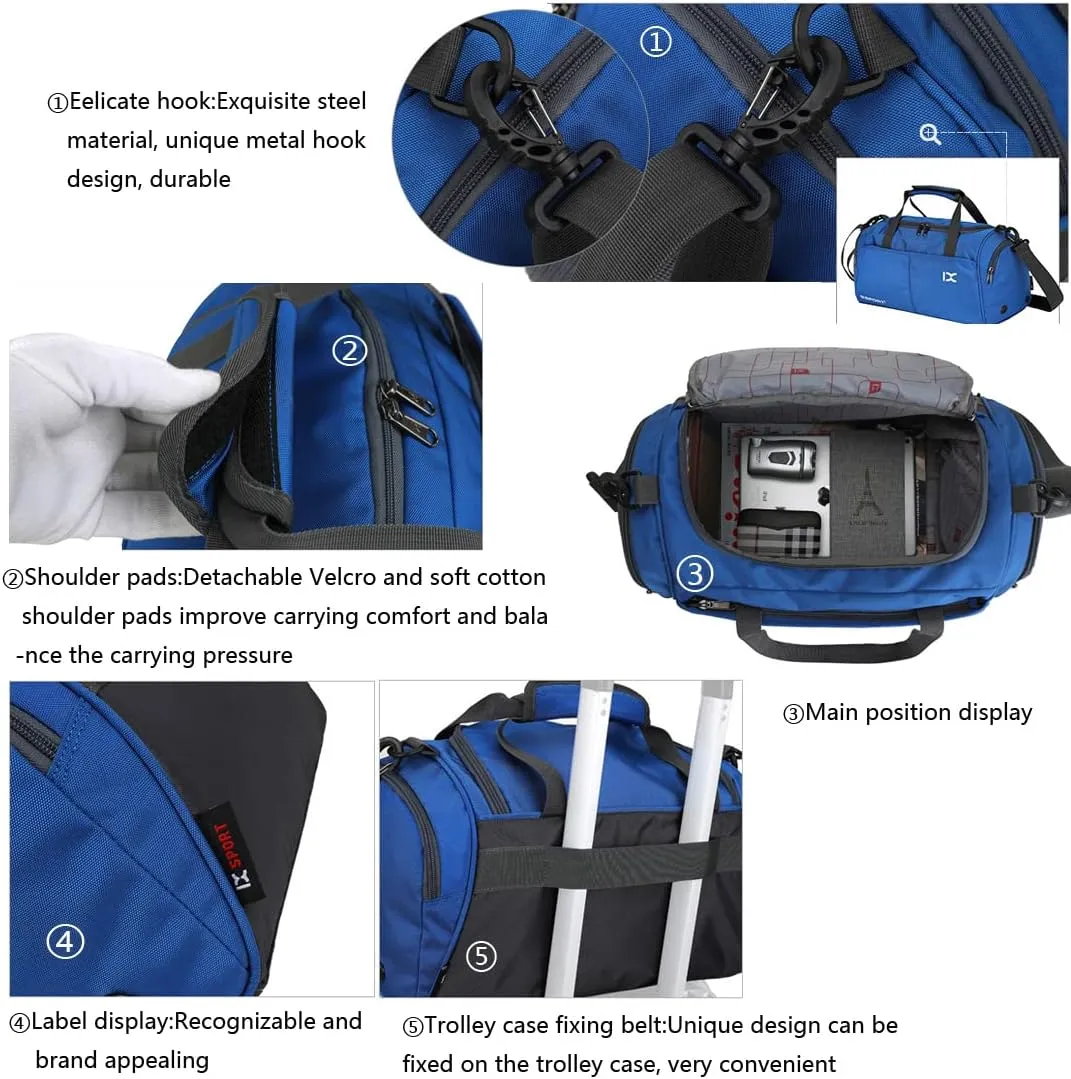 Unisex Wet and Dry Separation Gym Tote Bag with Shoes Compartment,Crossbody Drum Bag for Yoga/Sports/Weekend Getaway., Gray