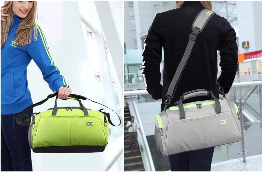 Unisex Wet and Dry Separation Gym Tote Bag with Shoes Compartment,Crossbody Drum Bag for Yoga/Sports/Weekend Getaway., Gray