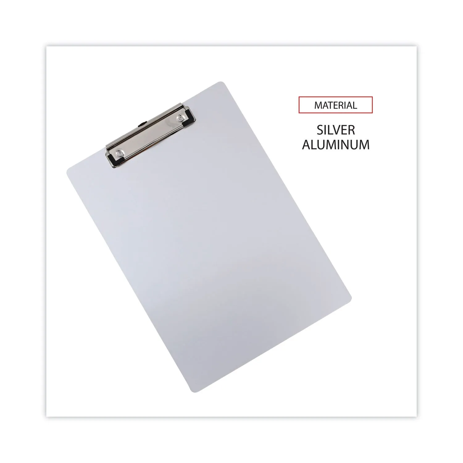 Universal® Aluminum Clipboard with Low Profile Clip, 0.5" Clip Capacity, Holds 8.5 x 11 Sheets, Aluminum